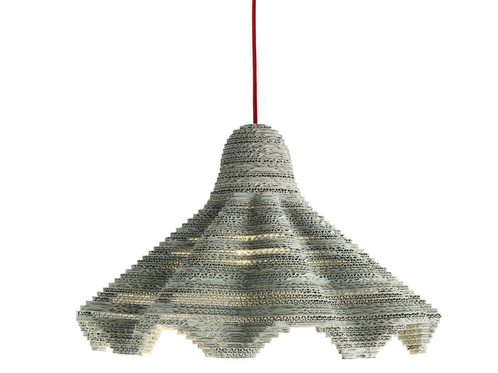 eetico | ITALIANA 54 white pendant lamp Recycled cardboard handmade lamp designed by Antonio Pascale